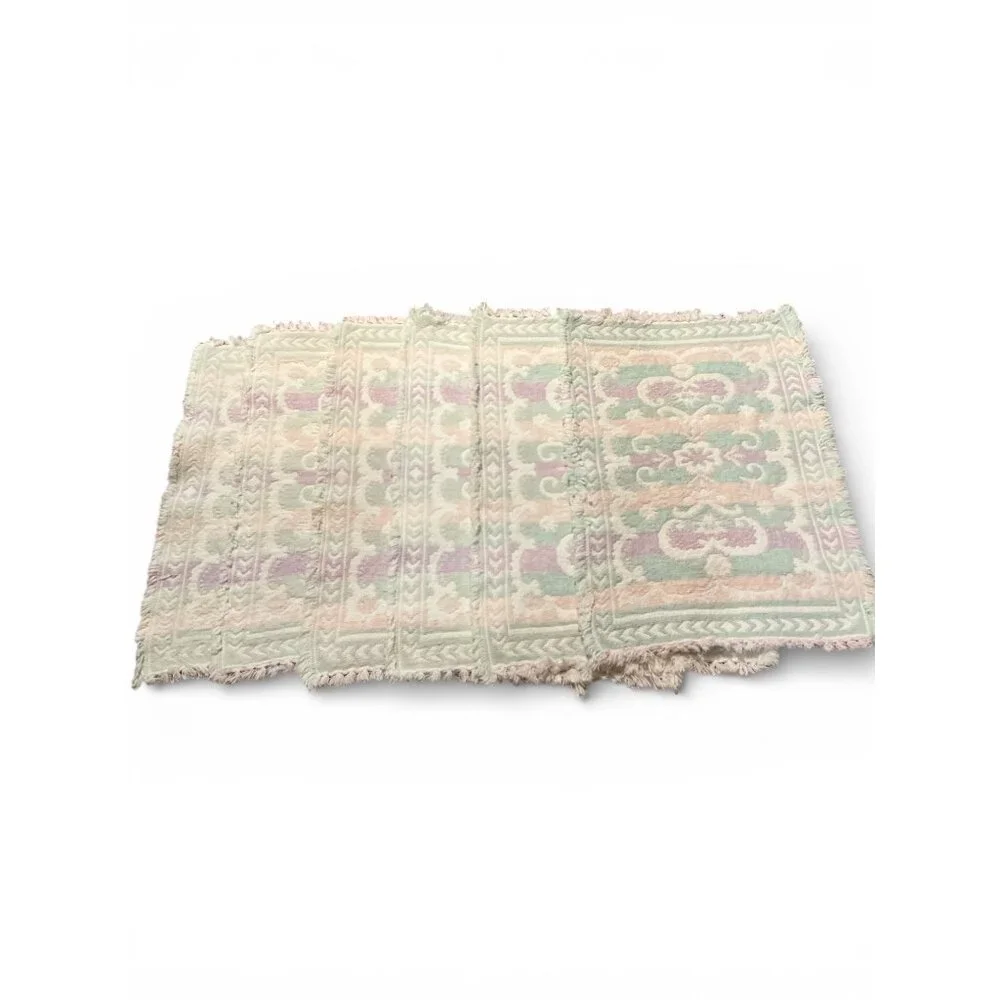 Bohemian Woven Cotton Placemats Set Of 6 Pastel Floral Rustic 16.5 x 11.5 Inches